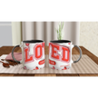 Personalized 11oz ceramic mug with bold red number 03 and customizable name