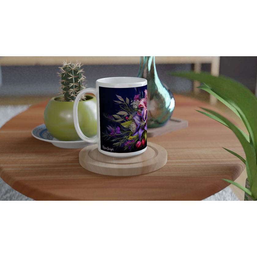 Floral mug with botanical design