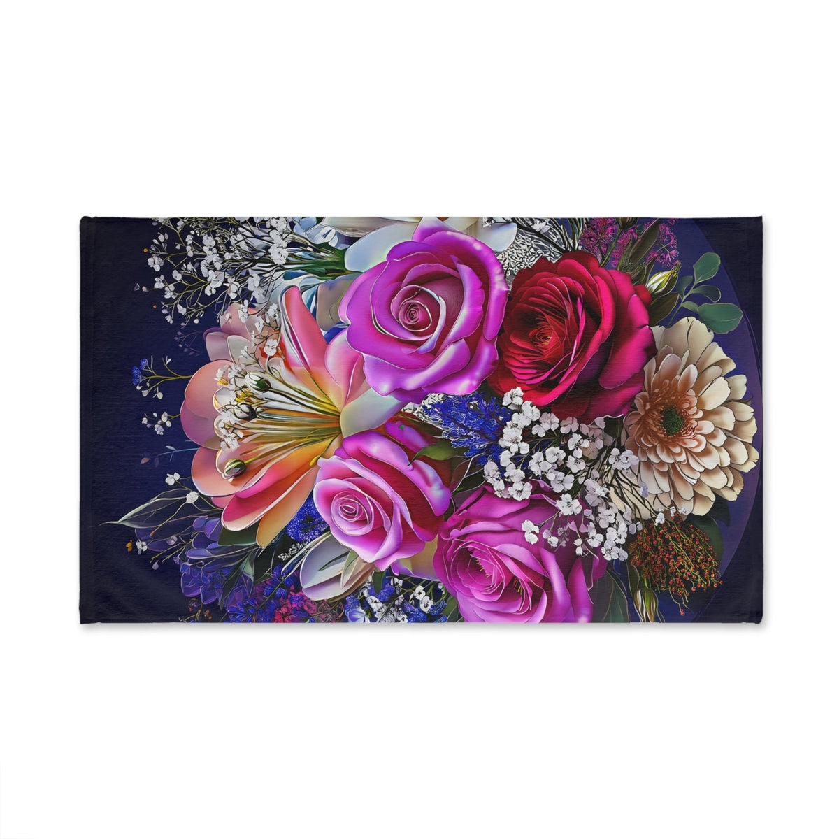 Floral Bouquet Hand Towel - Vibrant Roses & Lilies - My True Design