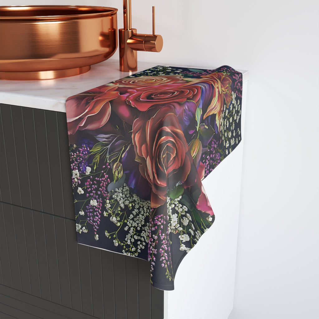 Floral Bouquet Hand Towel - Vibrant Roses & Lilies - My True Design