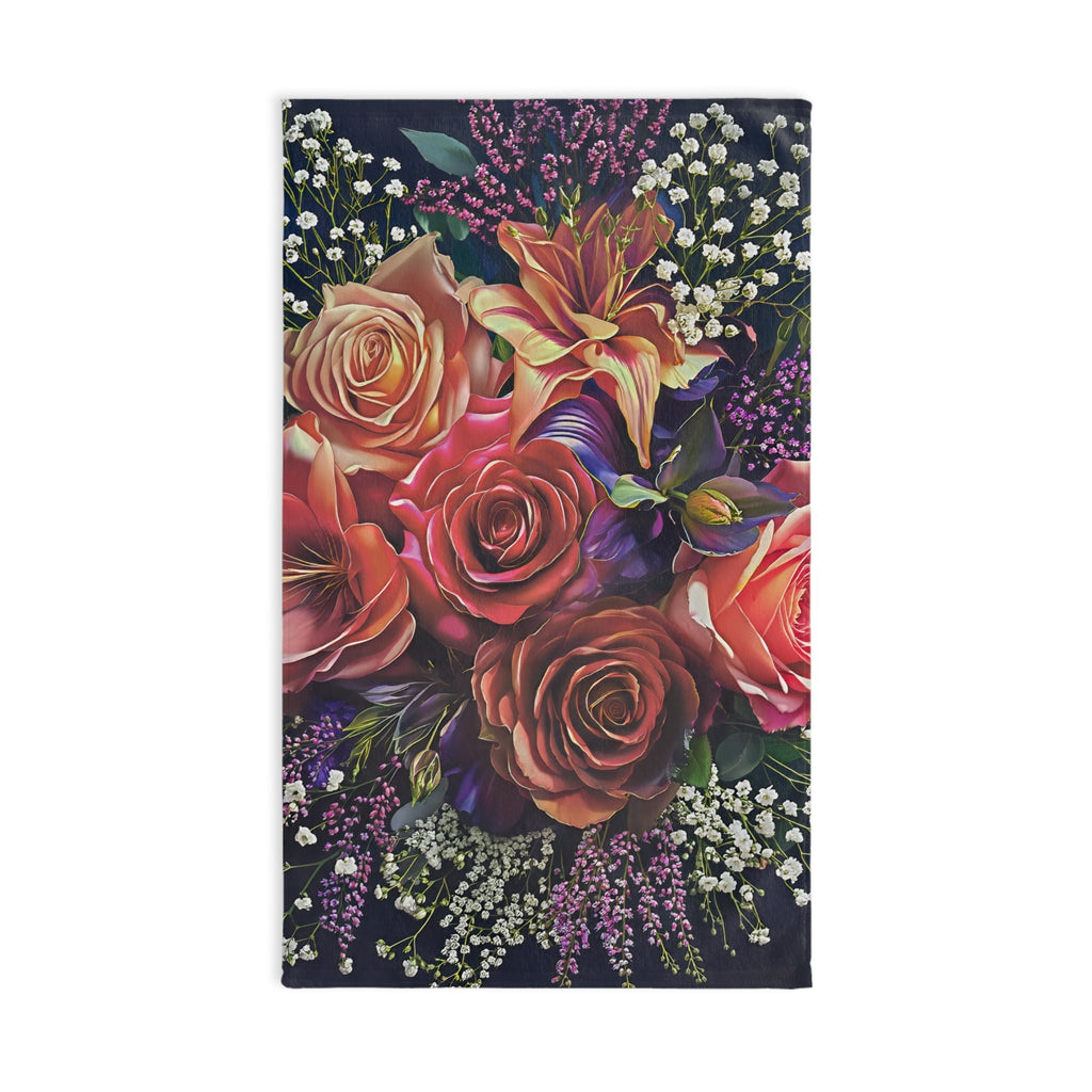 Floral Bouquet Hand Towel - Vibrant Roses & Lilies - My True Design