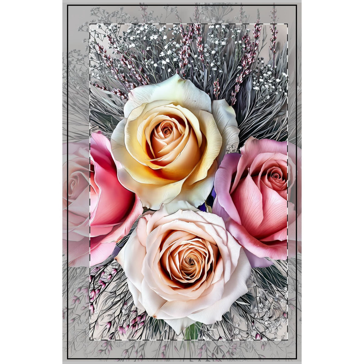 Floral Rose Bouquet Dotted Spiral Notebook - My True Design