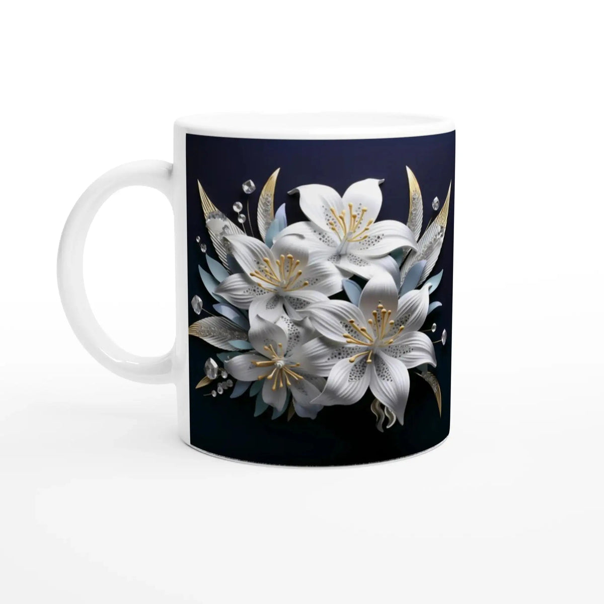 Glossy 11oz Ceramic Mug with Colored Rim and Handle - My True Design