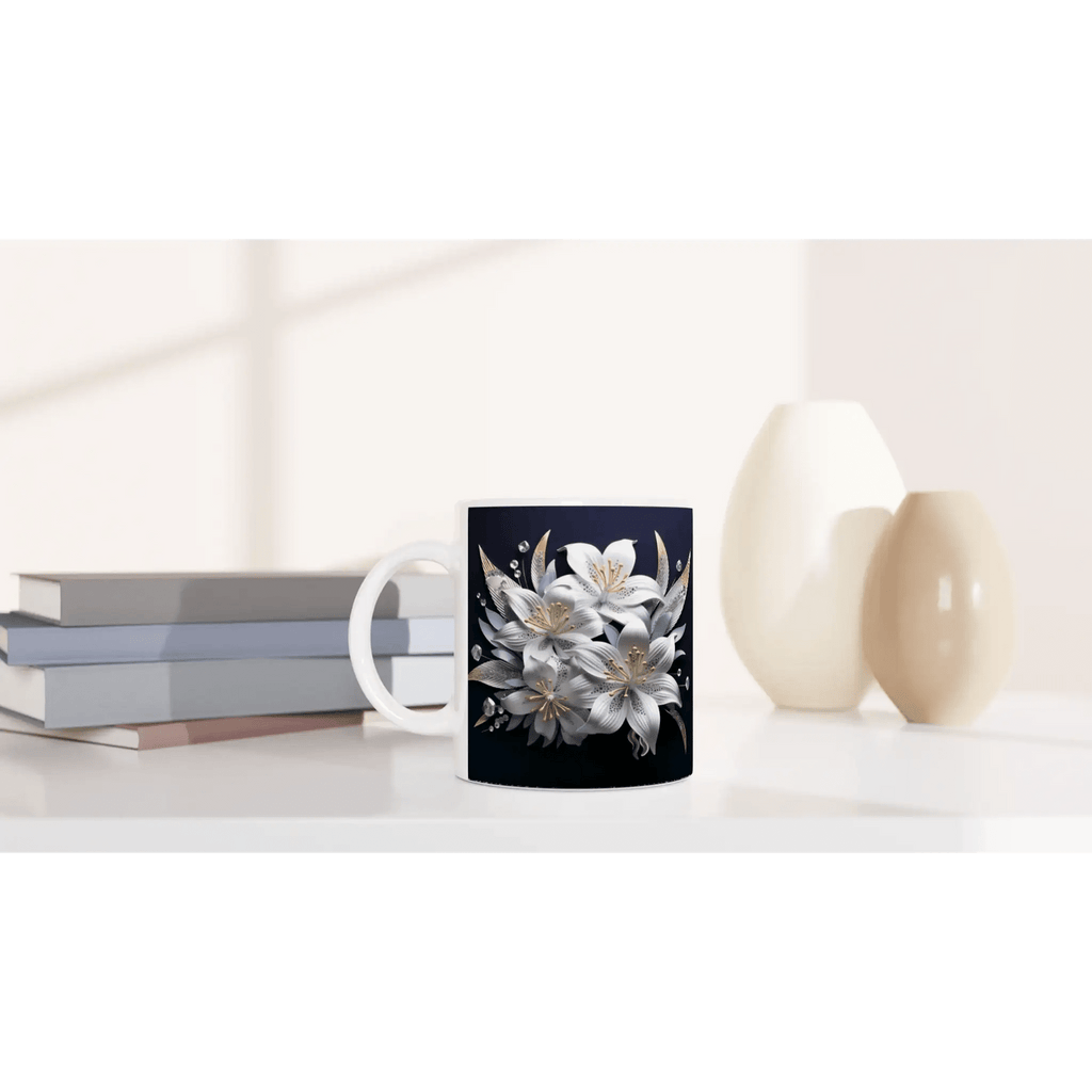 Glossy 11oz Ceramic Mug with Colored Rim and Handle - My True Design