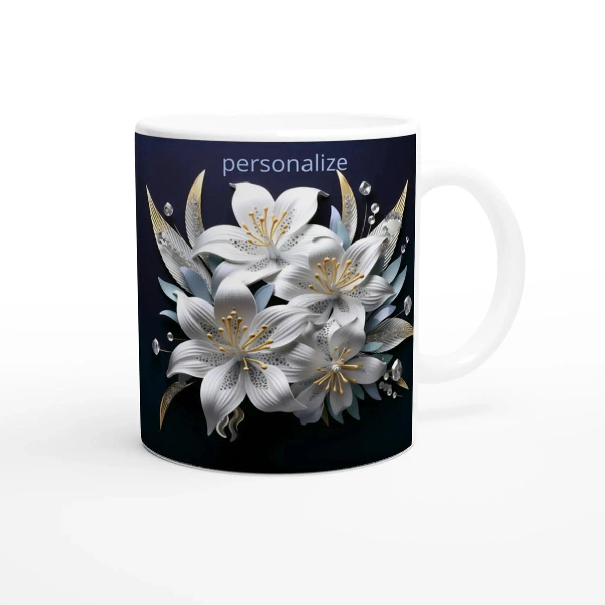 Glossy 11oz Ceramic Mug with Colored Rim and Handle - My True Design