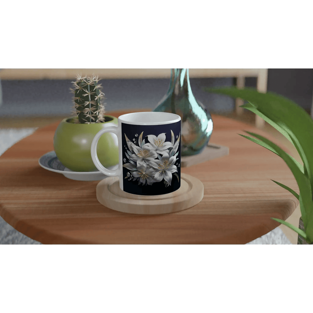 Glossy 11oz Ceramic Mug with Colored Rim and Handle - My True Design