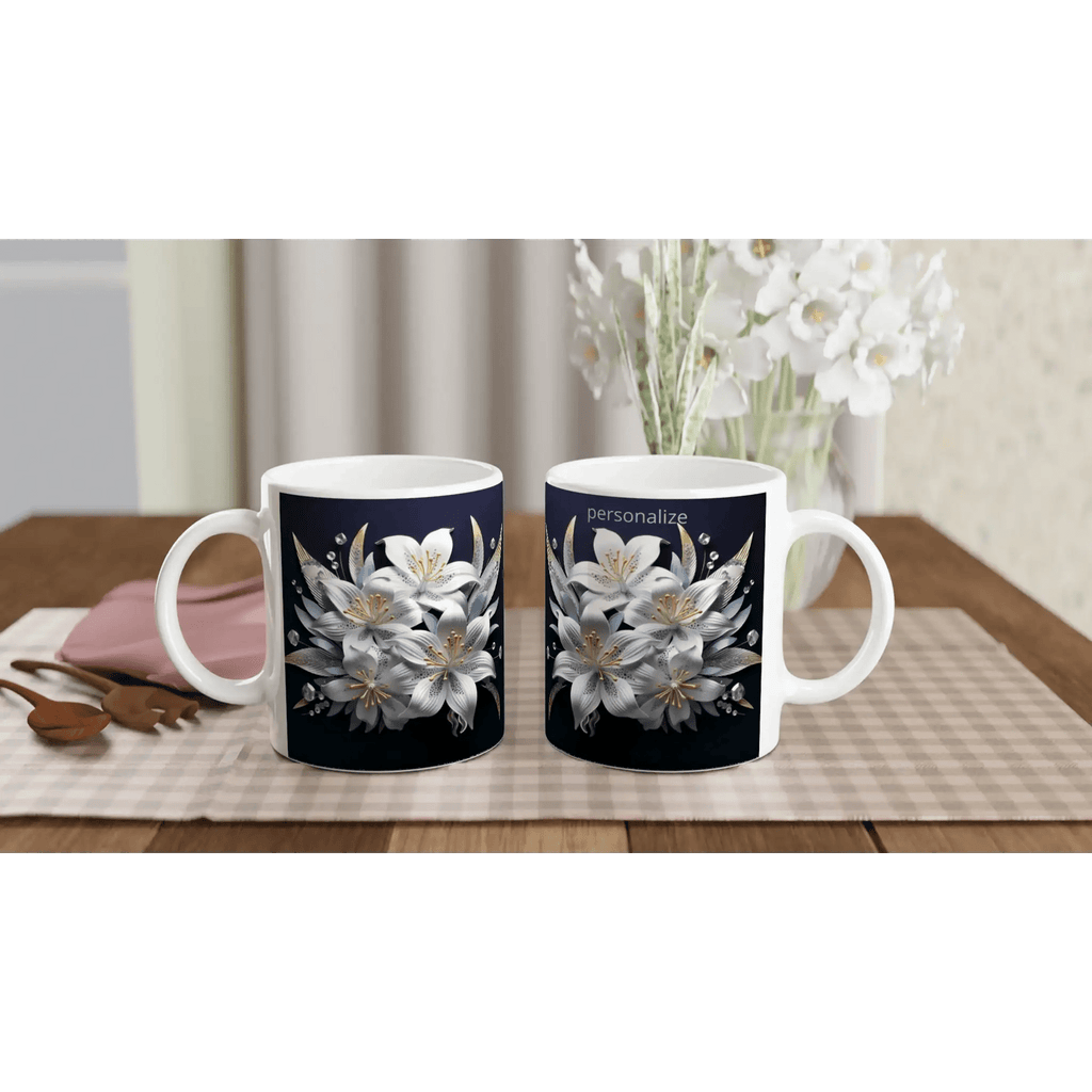Glossy 11oz Ceramic Mug with Colored Rim and Handle - My True Design