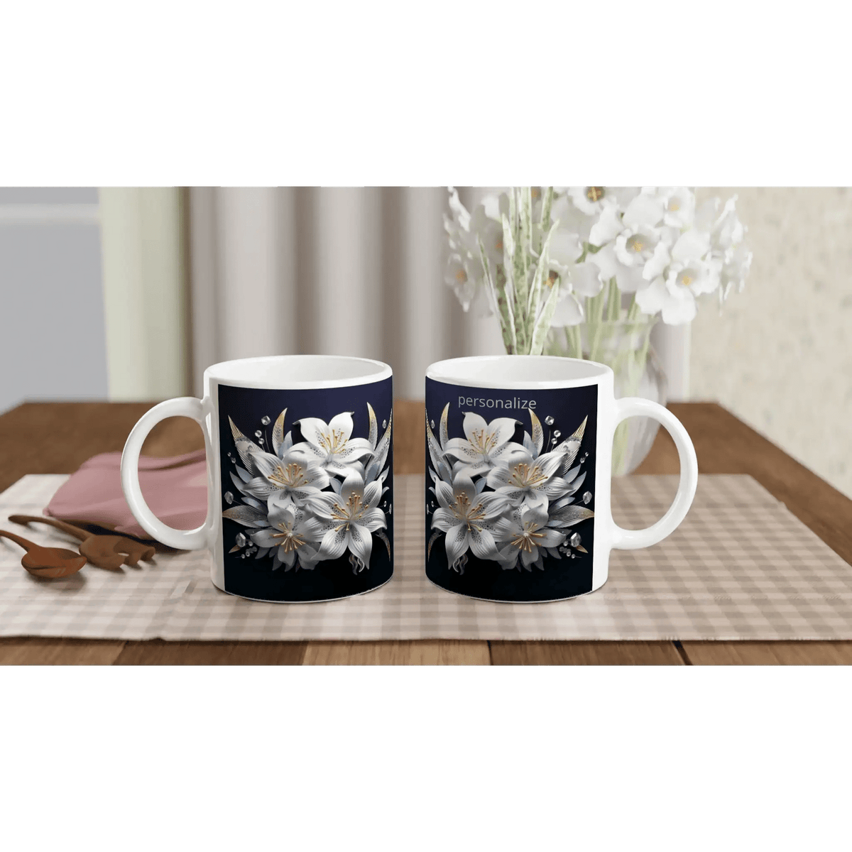 Glossy 11oz Ceramic Mug with Colored Rim and Handle - My True Design