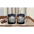 Glossy 11oz Ceramic Mug with Colored Rim and Handle - My True Design