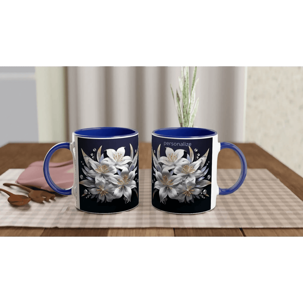 Glossy 11oz Ceramic Mug with Colored Rim and Handle - My True Design