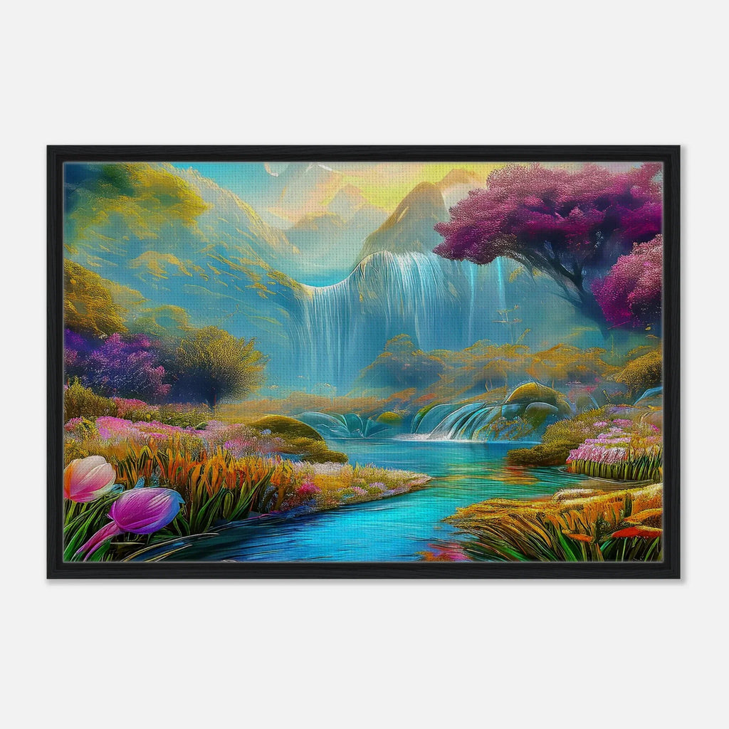 "Mountain Sunrise Stream" Vertical Landscape Canvas Art - My True Design