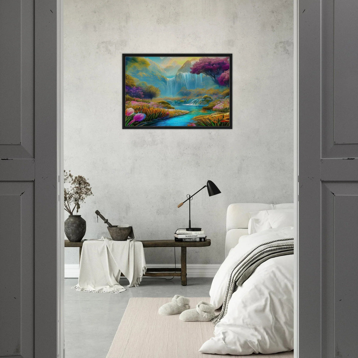 "Mountain Sunrise Stream" Vertical Landscape Canvas Art - My True Design