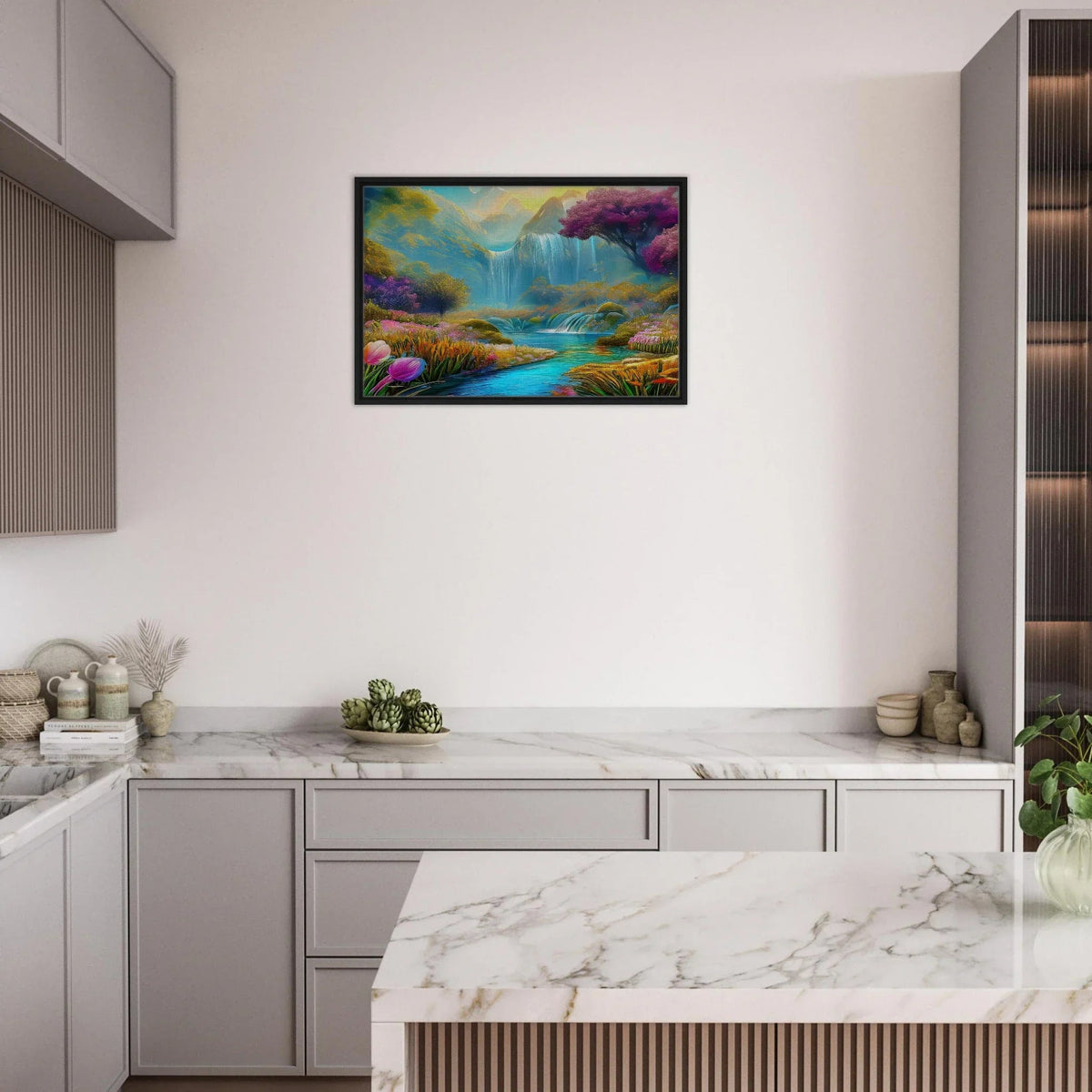 "Mountain Sunrise Stream" Vertical Landscape Canvas Art - My True Design