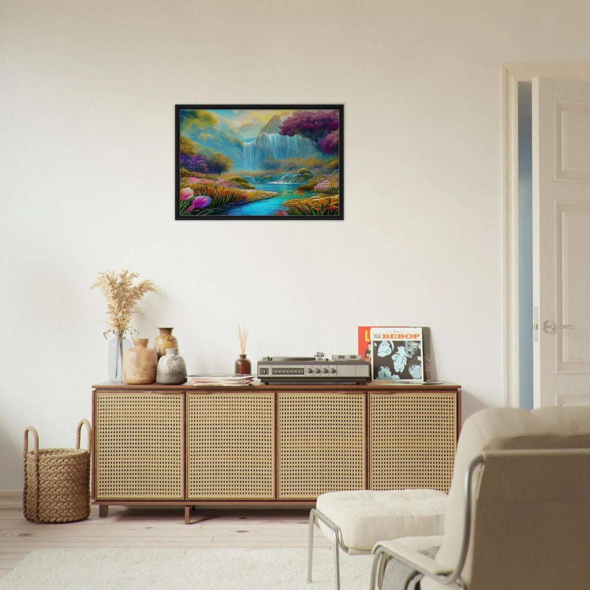 "Mountain Sunrise Stream" Vertical Landscape Canvas Art - My True Design