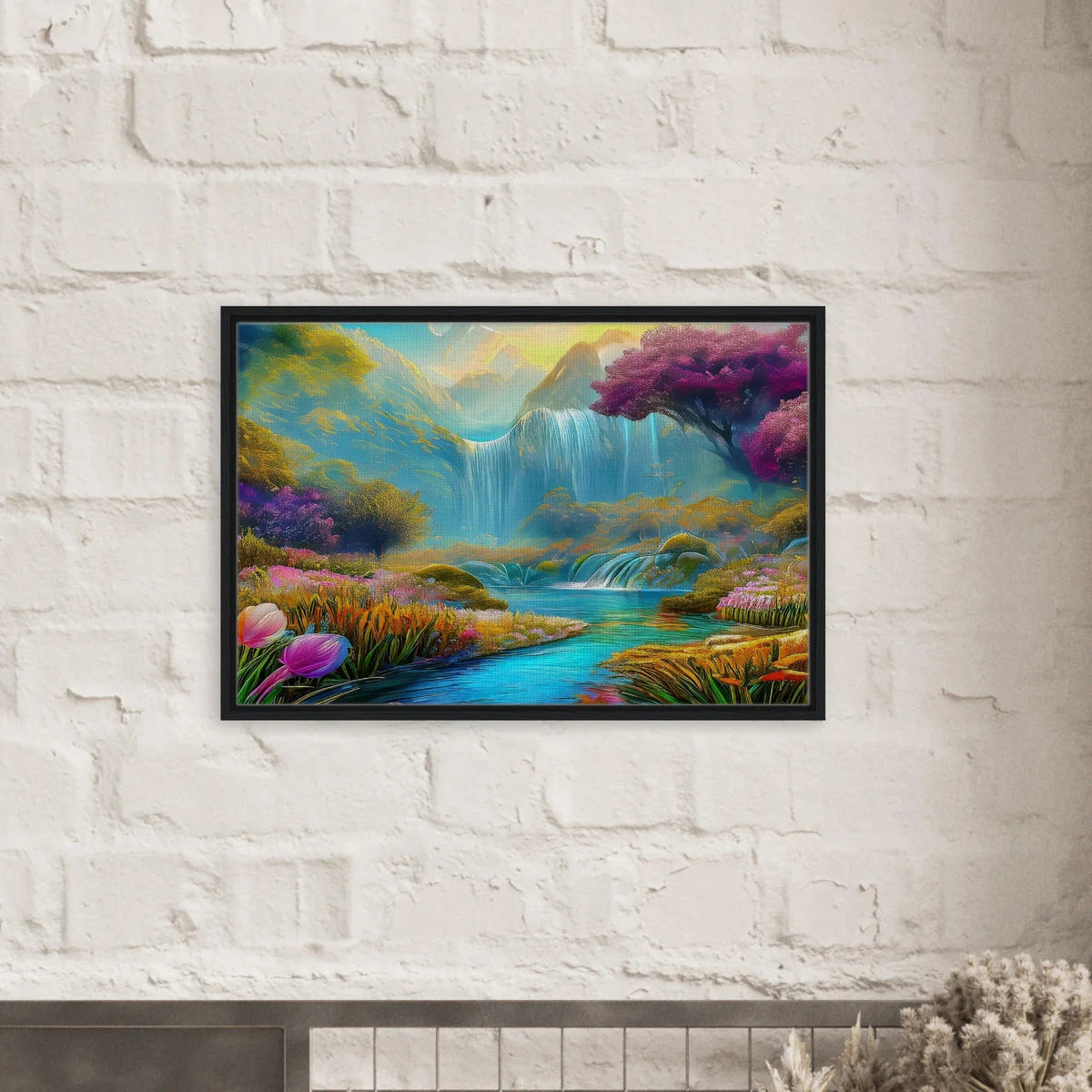 "Mountain Sunrise Stream" Vertical Landscape Canvas Art - My True Design