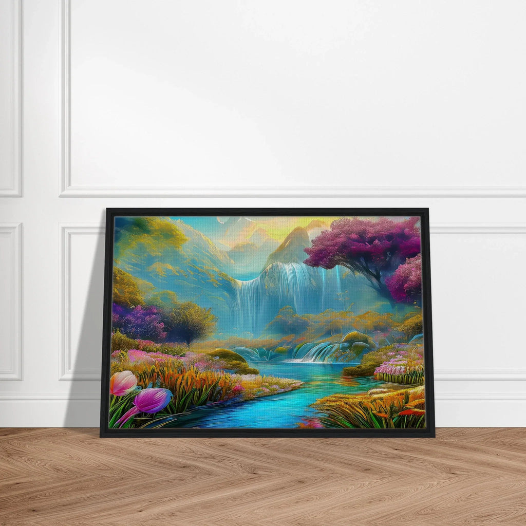 "Mountain Sunrise Stream" Vertical Landscape Canvas Art - My True Design