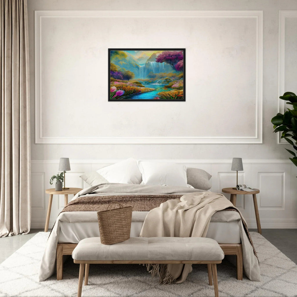"Mountain Sunrise Stream" Vertical Landscape Canvas Art - My True Design