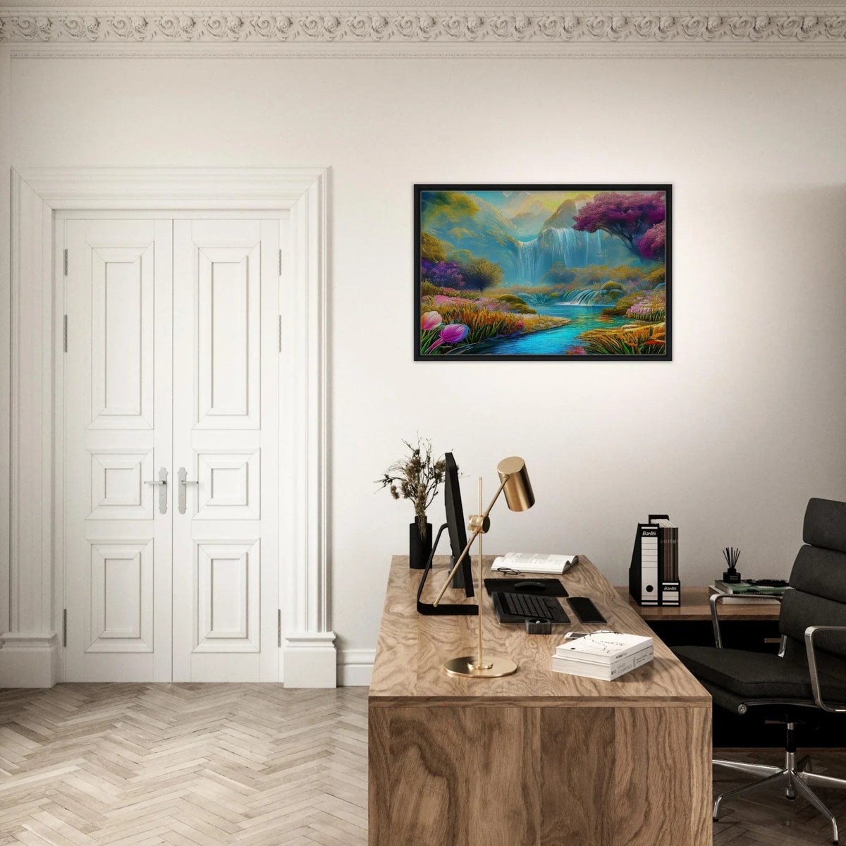 "Mountain Sunrise Stream" Vertical Landscape Canvas Art - My True Design