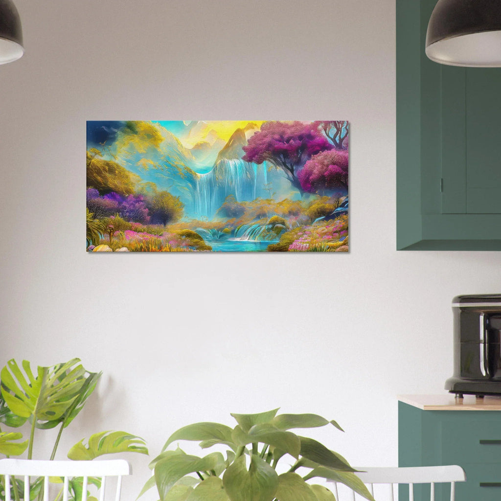 "Mountain Sunrise Stream" Vibrant Landscape Canvas Art - My True Design