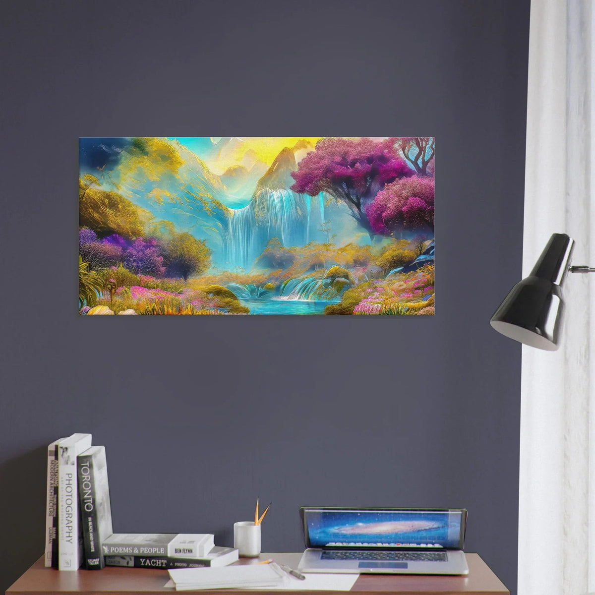 "Mountain Sunrise Stream" Vibrant Landscape Canvas Art - My True Design