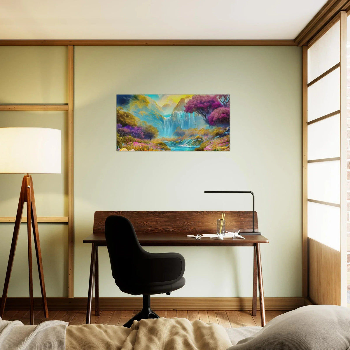 "Mountain Sunrise Stream" Vibrant Landscape Canvas Art - My True Design