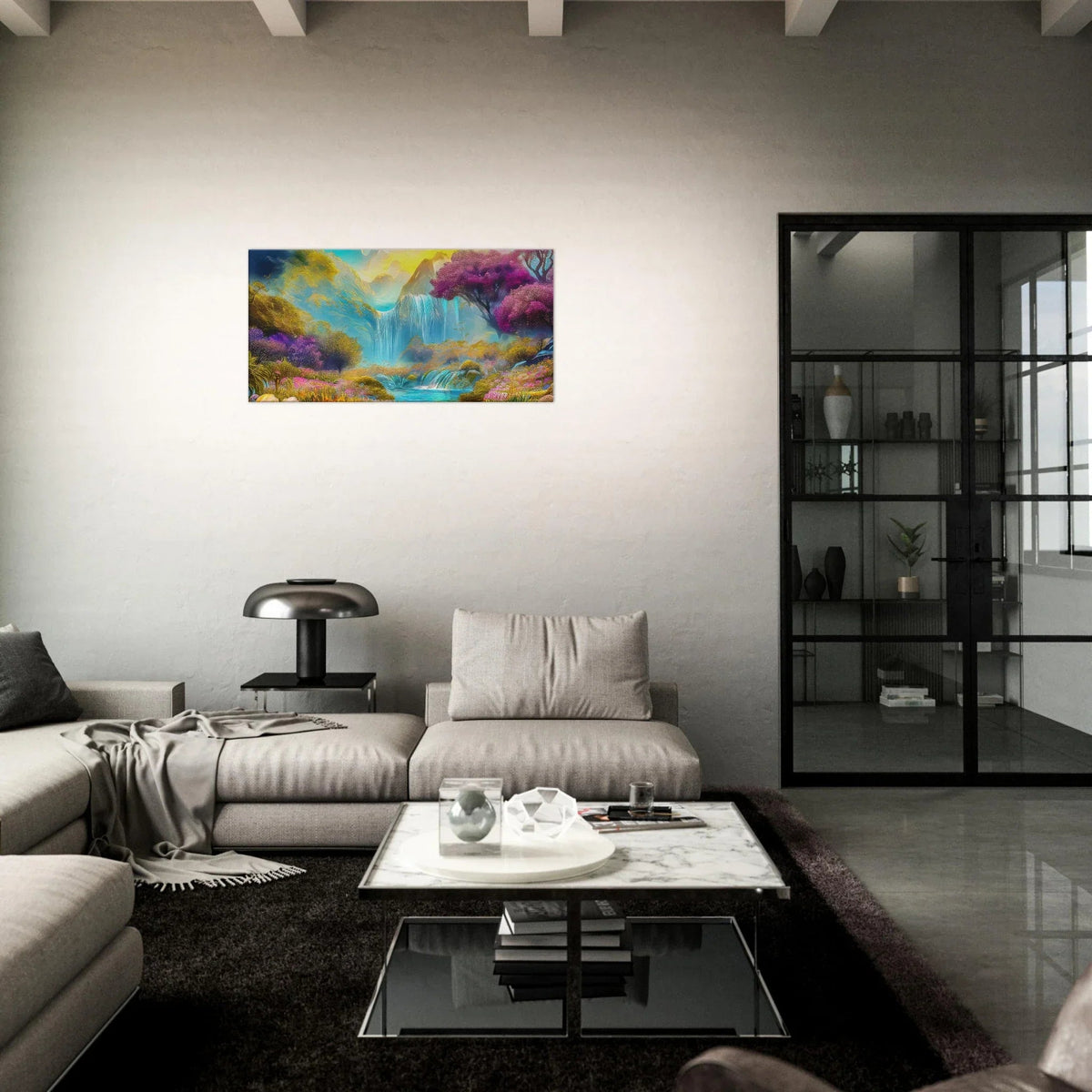 "Mountain Sunrise Stream" Vibrant Landscape Canvas Art - My True Design