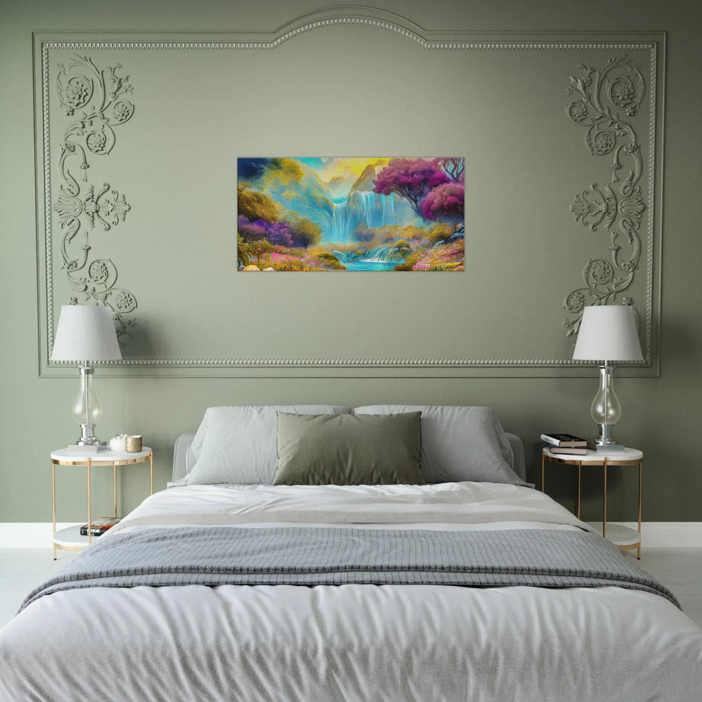 "Mountain Sunrise Stream" Vibrant Landscape Canvas Art - My True Design