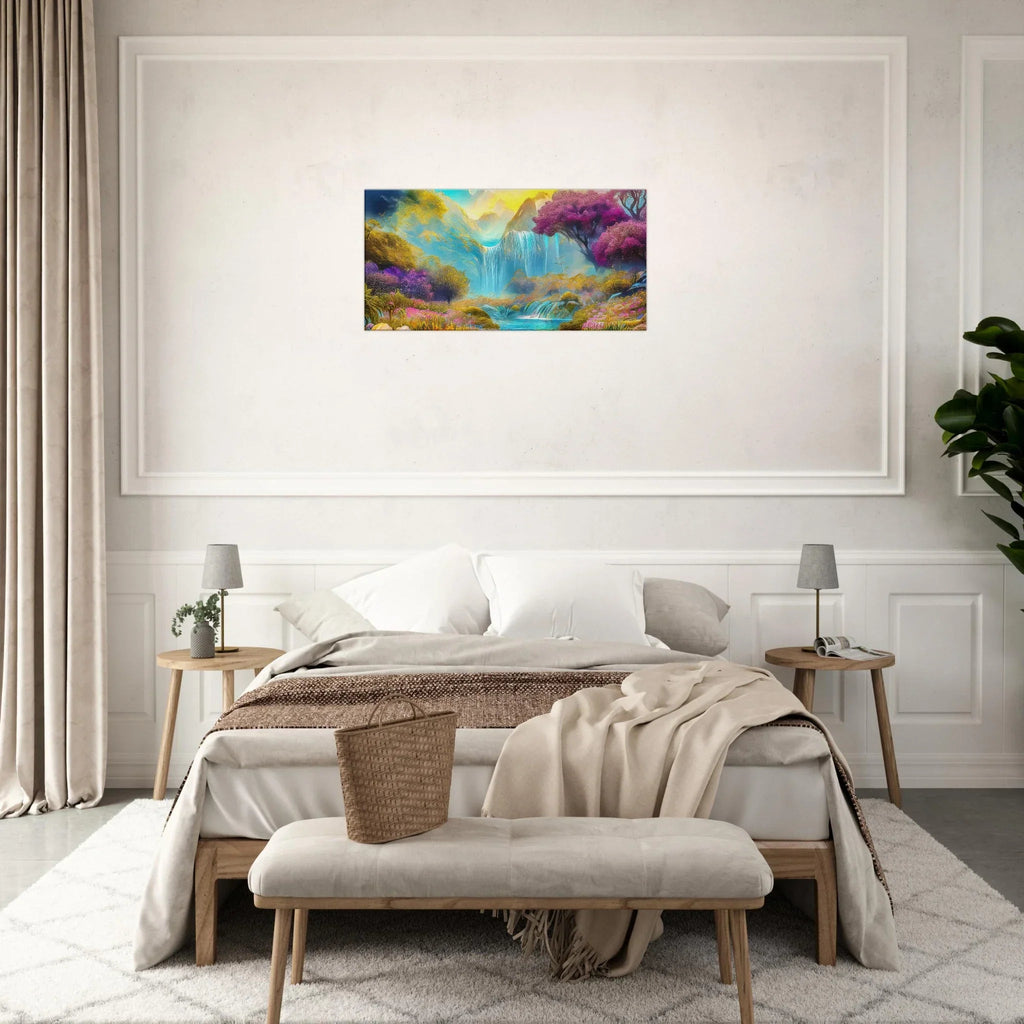 "Mountain Sunrise Stream" Vibrant Landscape Canvas Art - My True Design