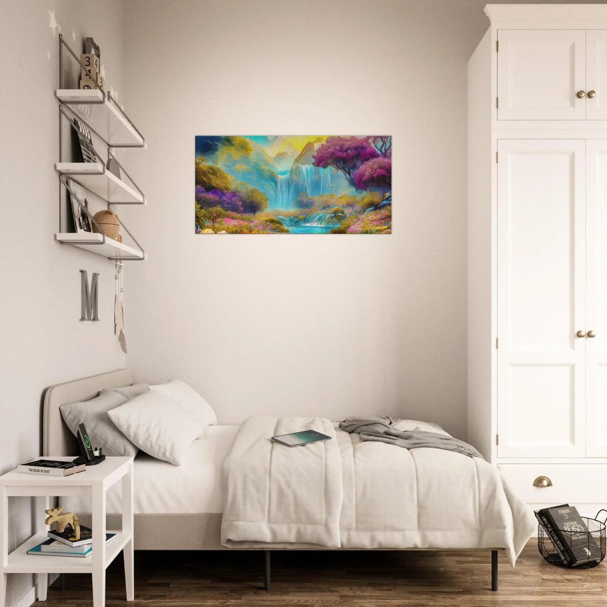 "Mountain Sunrise Stream" Vibrant Landscape Canvas Art - My True Design