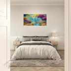 "Mountain Sunrise Stream" Vibrant Landscape Canvas Art - My True Design