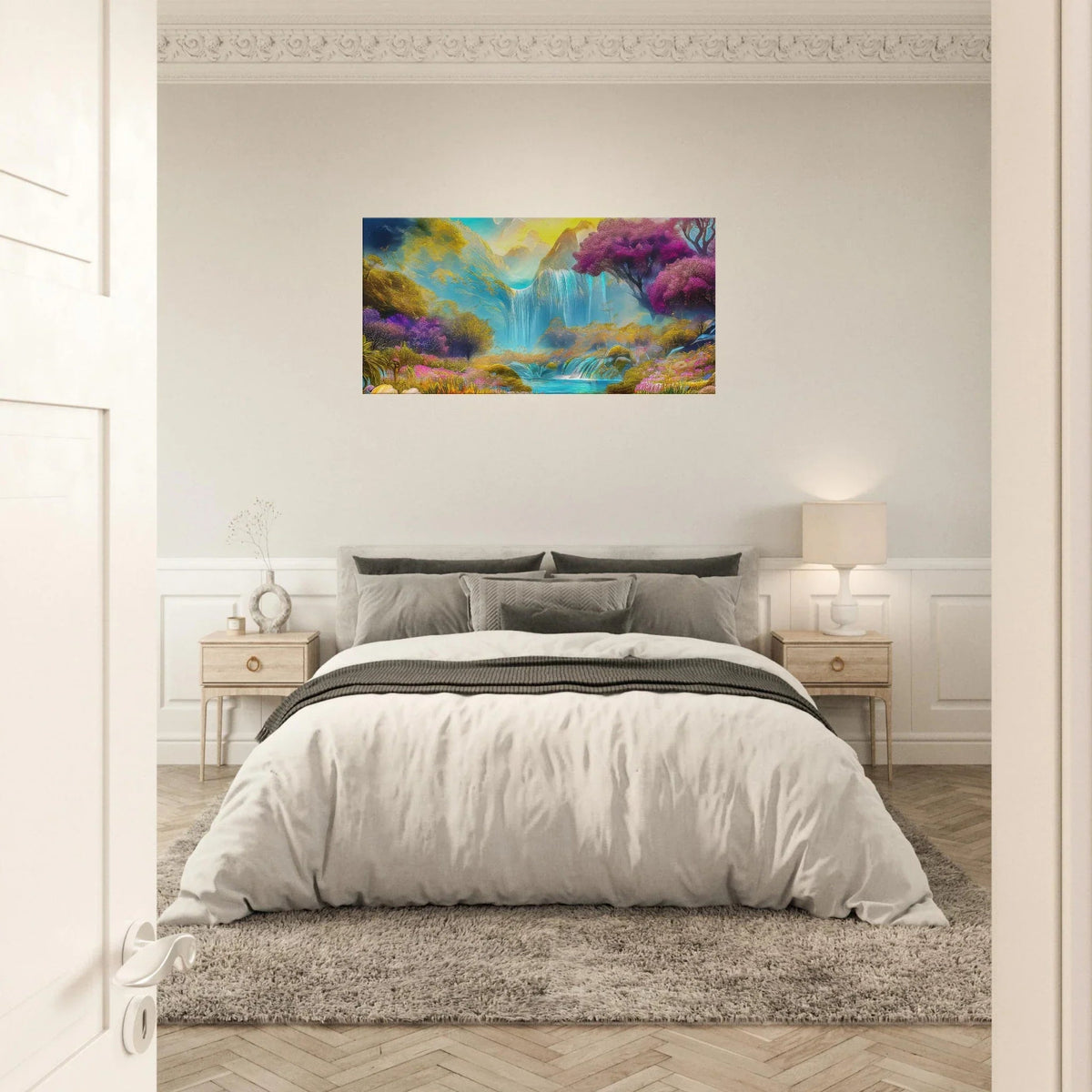 "Mountain Sunrise Stream" Vibrant Landscape Canvas Art - My True Design