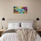 "Mountain Sunrise Stream" Vibrant Landscape Canvas Art - My True Design