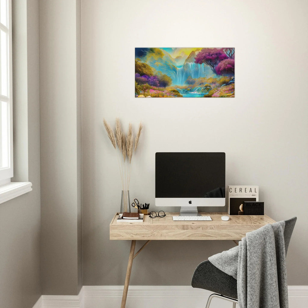 "Mountain Sunrise Stream" Vibrant Landscape Canvas Art - My True Design