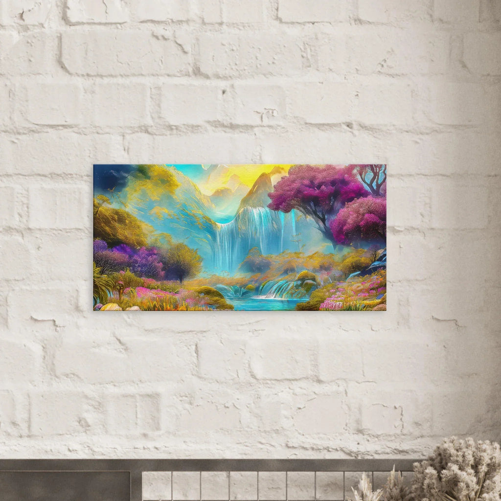 "Mountain Sunrise Stream" Vibrant Landscape Canvas Art - My True Design