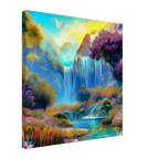 "Mountain Sunrise Stream" Wrapped Canvas Accent Squares - My True Design