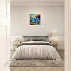 "Mountain Sunrise Stream" Wrapped Canvas Accent Squares - My True Design