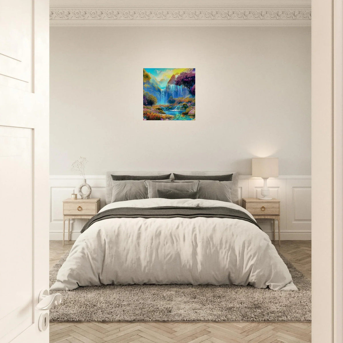 "Mountain Sunrise Stream" Wrapped Canvas Accent Squares - My True Design
