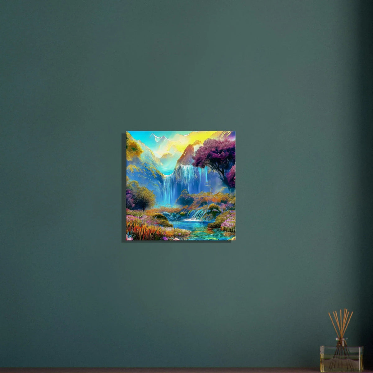 "Mountain Sunrise Stream" Wrapped Canvas Accent Squares - My True Design