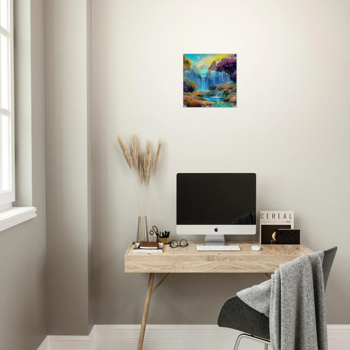 "Mountain Sunrise Stream" Wrapped Canvas Accent Squares - My True Design