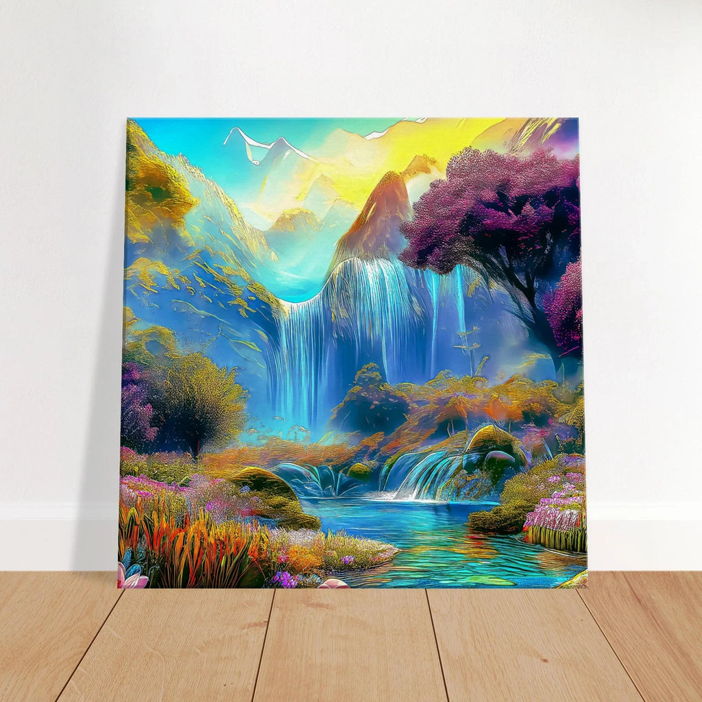 "Mountain Sunrise Stream" Wrapped Canvas Accent Squares - My True Design
