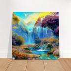 "Mountain Sunrise Stream" Wrapped Canvas Accent Squares - My True Design
