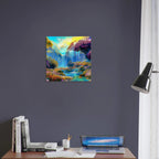 "Mountain Sunrise Stream" Wrapped Canvas Accent Squares - My True Design