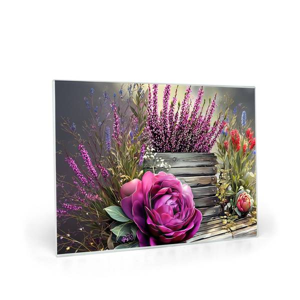 Floral art print on glass panel for home decor