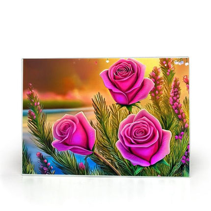 Art Charcuterie Cutting Board with pink roses and floral design