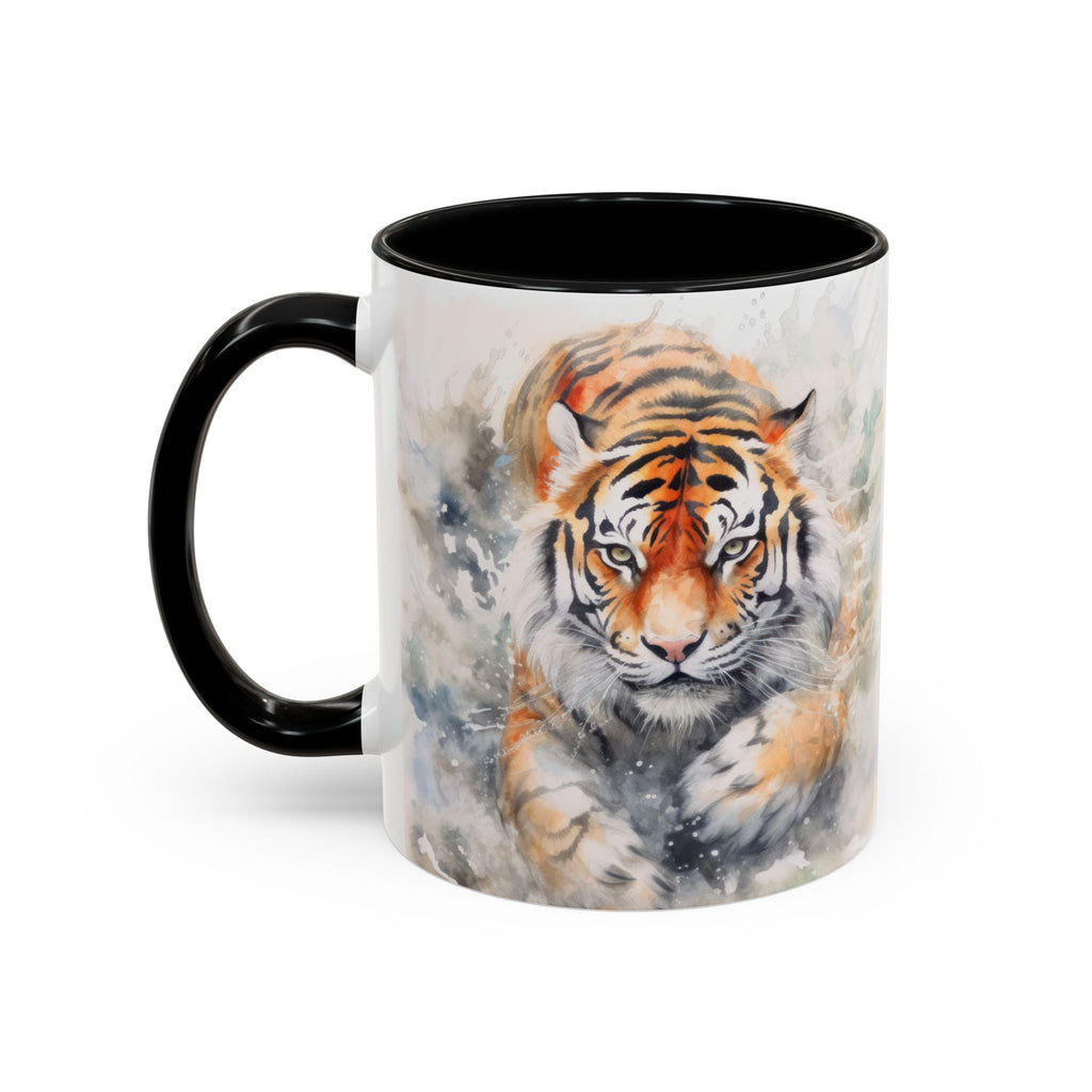 Tiger Watercolor Accent Coffee Mug – Artistic Wildlife Ceramic Mug (11/15oz) - My True Design