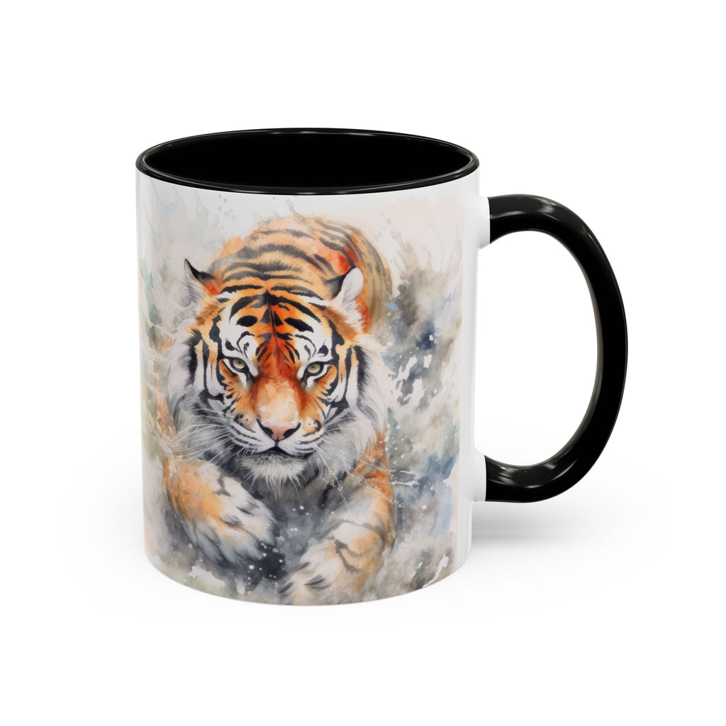 Tiger Watercolor Accent Coffee Mug – Artistic Wildlife Ceramic Mug (11/15oz) - My True Design