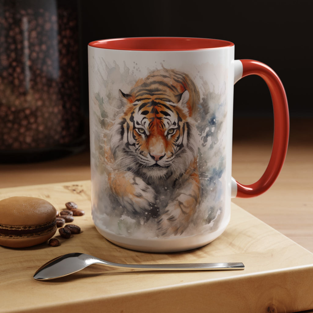 Tiger Watercolor Accent Coffee Mug – Artistic Wildlife Ceramic Mug (11/15oz) - My True Design