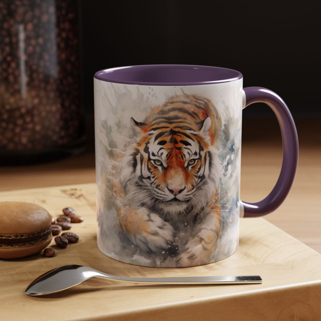 Tiger Watercolor Accent Coffee Mug – Artistic Wildlife Ceramic Mug (11/15oz) - My True Design