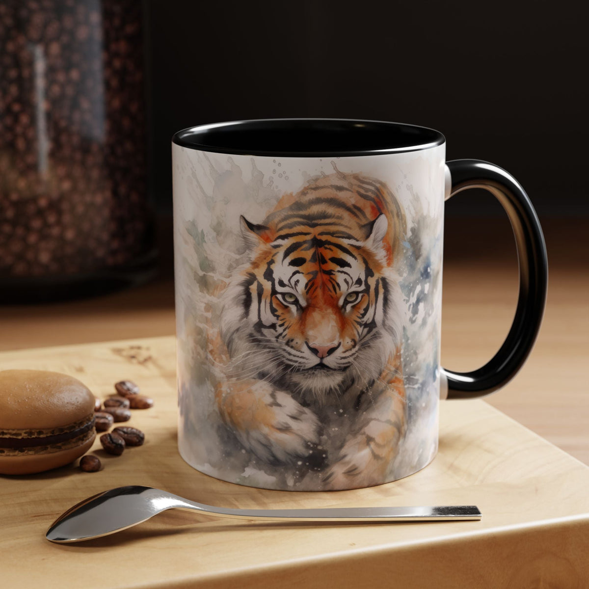 Tiger Watercolor Accent Coffee Mug – Artistic Wildlife Ceramic Mug (11/15oz) - My True Design